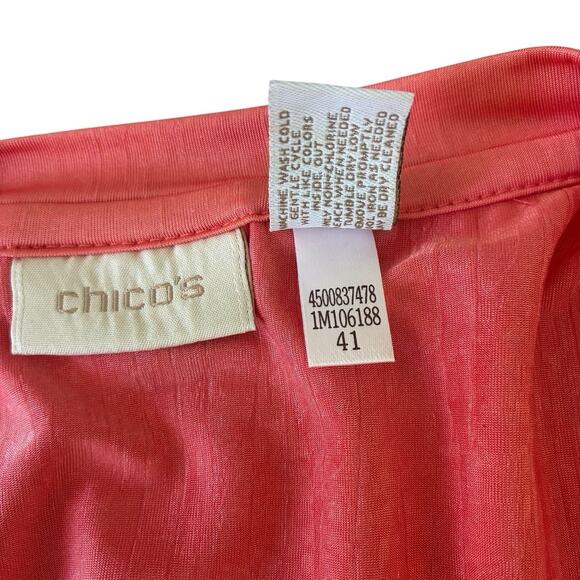 Chico's Top Women's 3 (XL) Calypso Coral Sleeveless Ruffle Front Liquid Knit - Picture 5 of 7